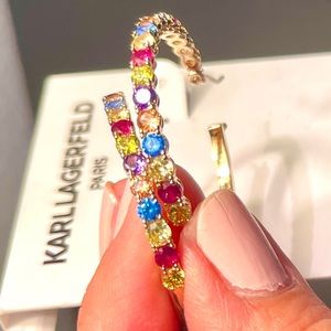 NWT Karl Lagerfeld Crystal hoop Earrings